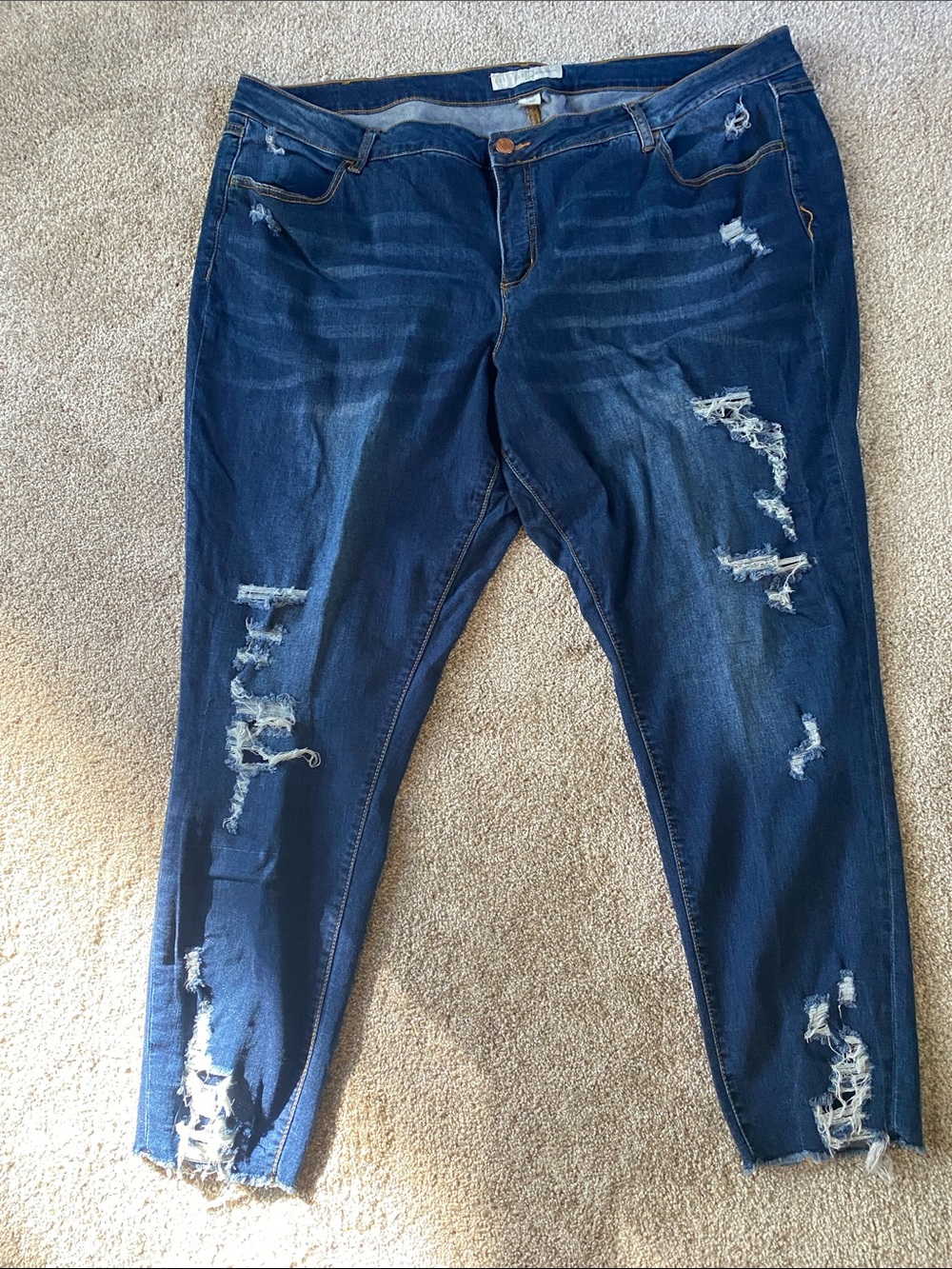 EST 1946 Denim Distressed Ankle Jeans Plus Size 24W Stretch Raw Hem Summer